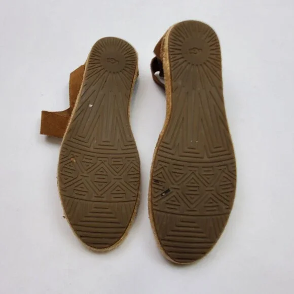 UGG Australia Mila Gladiator Espadrille Sandals Womens Size 8 Suede Chestnut - Picture 7 of 10